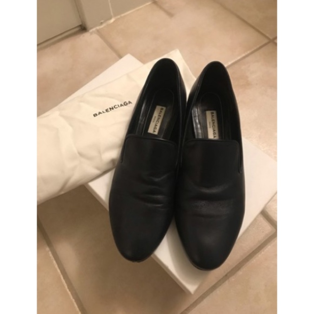 Balenciaga Navy Smoking Slippers with Studs - Picture 2 of 7